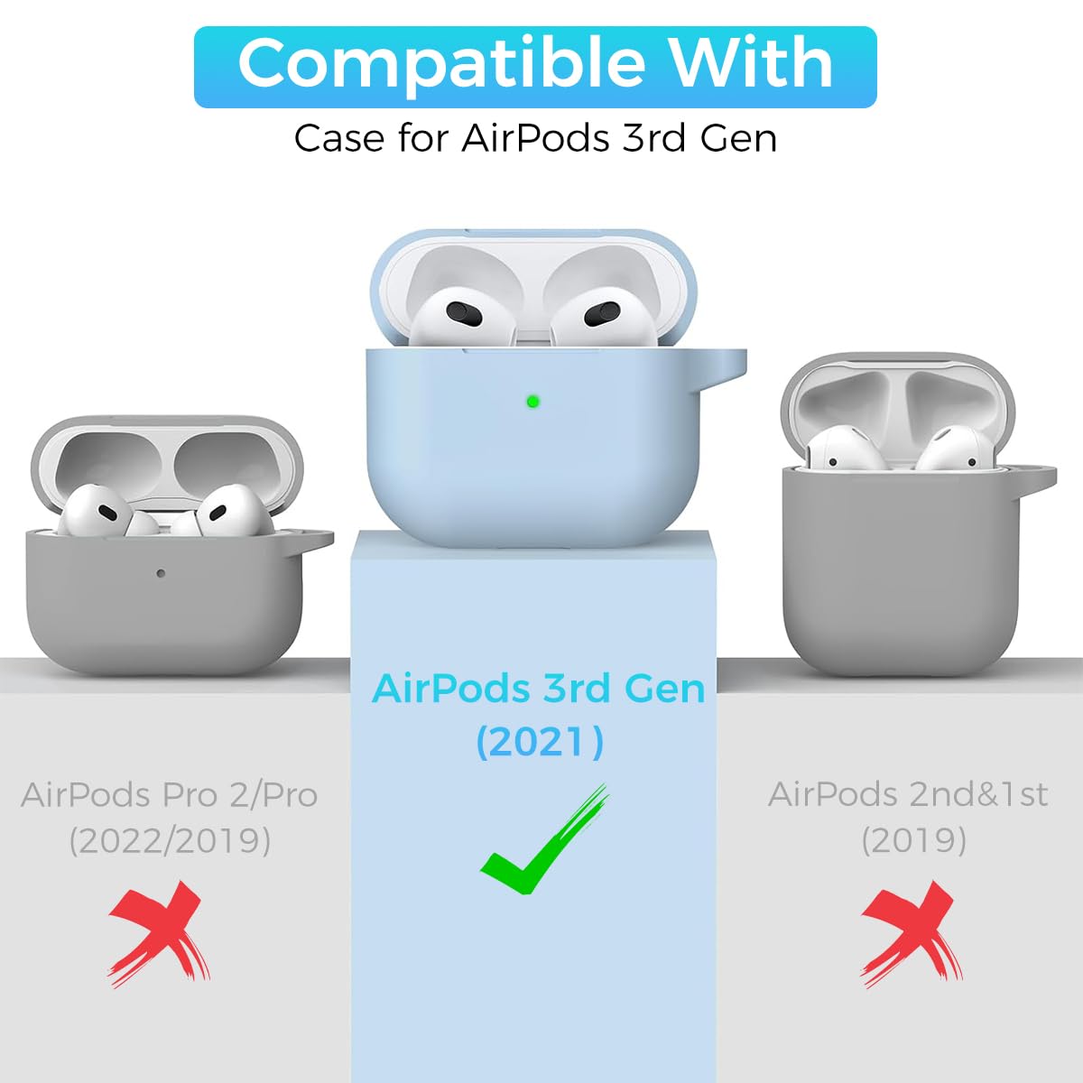 ZORBES® for AirPods 3rd Generation Case Cover Protective Silicone Cover with Carabiner & Dual-Headed Earbud Cleaning Pen Anti-Scratch AirPods 3 Case for Apple AirPods Gen 3 Case, Blue ZORBES® for AirPods 3rd Generation Case Cover Protective Silicone Cover with Carabiner & Dual-Headed Earbud Cleaning Pen Anti-Scratch AirPods 3 Case for Apple AirPods Gen 3 Case, Blue